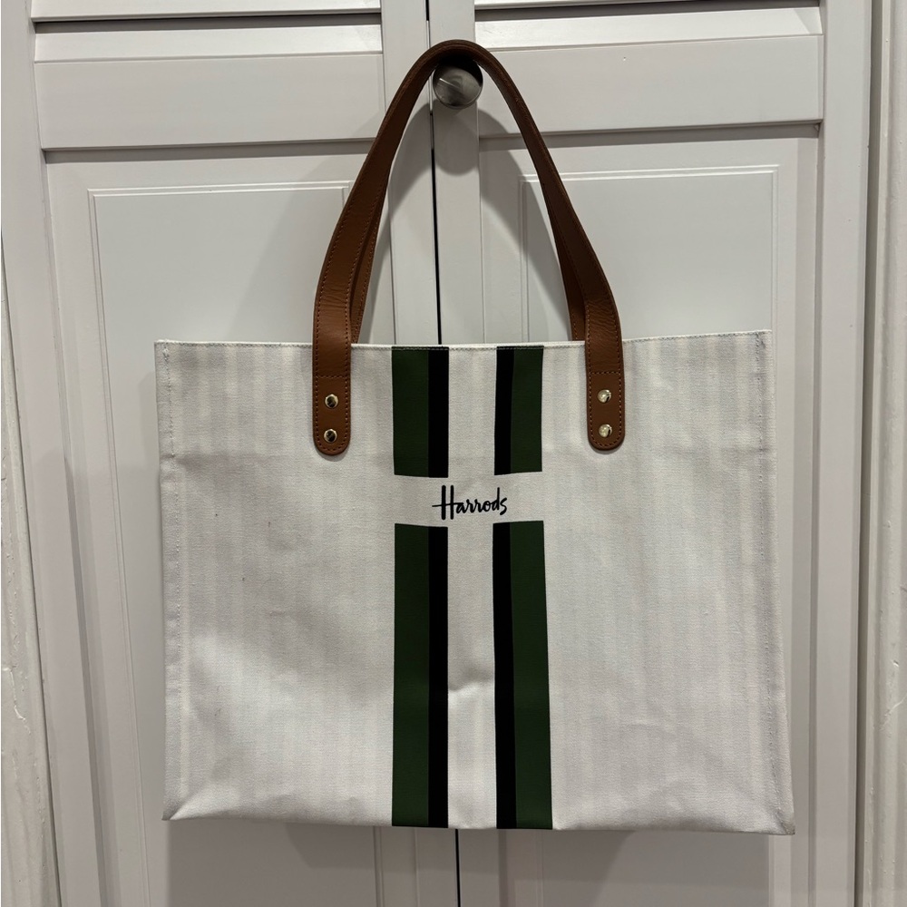 Harrods tote bag with leather handles